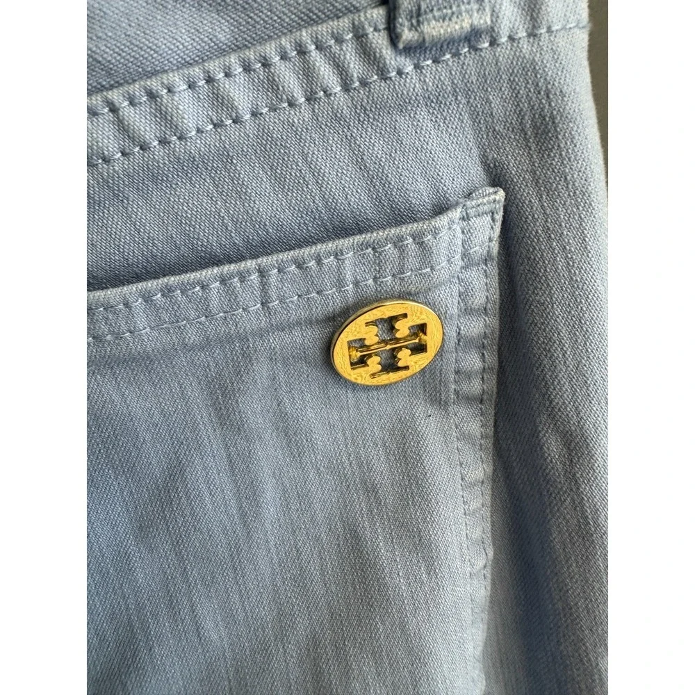 Tory Burch Super Skinny Jeans Womens Size 26 Periwinkle Low Rise‎ Stretch Logo
